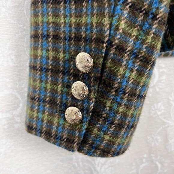 Talbots Shetland Officer Jacket in Apple Plaid wool blend academia equestrian 14 - Picture 8 of 11